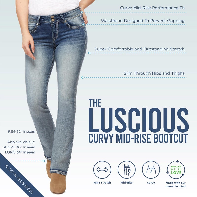 WallFlower Women's InstaStretch Luscious Curvy Bootcut Jeans, Galaxy, 9 - Image 4